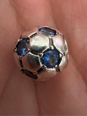 Authentic *Retired* Pandora Blue Zirconia Soccer Ball Charm